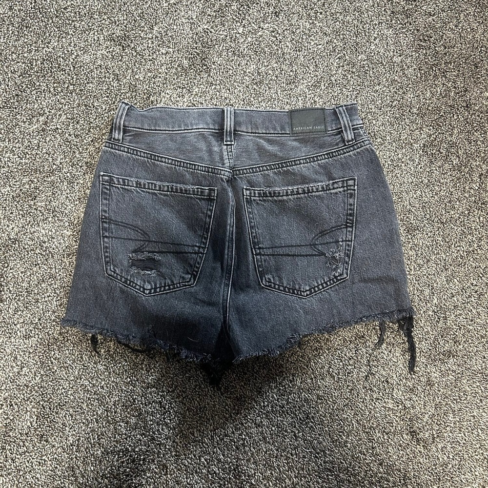 American Eagle Denim Shorts Womens 0 Black Excellent High Waisted Cutoff Raw Hem - Picture 4 of 6